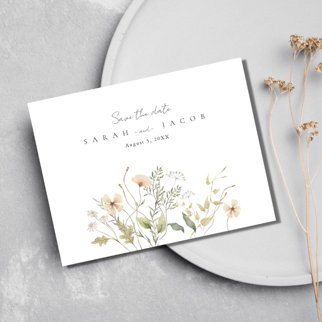 Wildblume Hochzeitbudget Save the Date Ankündigungspostkarte (Wildflower Wedding Budget Save The Date Postcard)