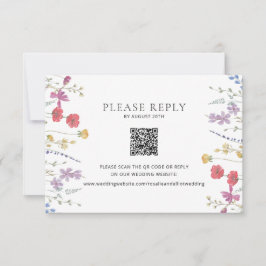 Wildblume-Hochzeitkarte für RSVP QR-Code Dankeskarte