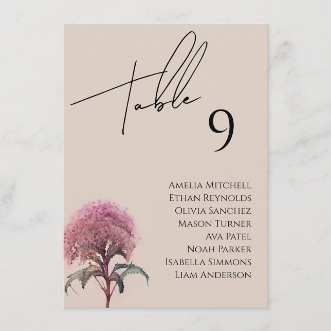 Wildblume Hochzeitkarte Menükarte (Vorderseite)