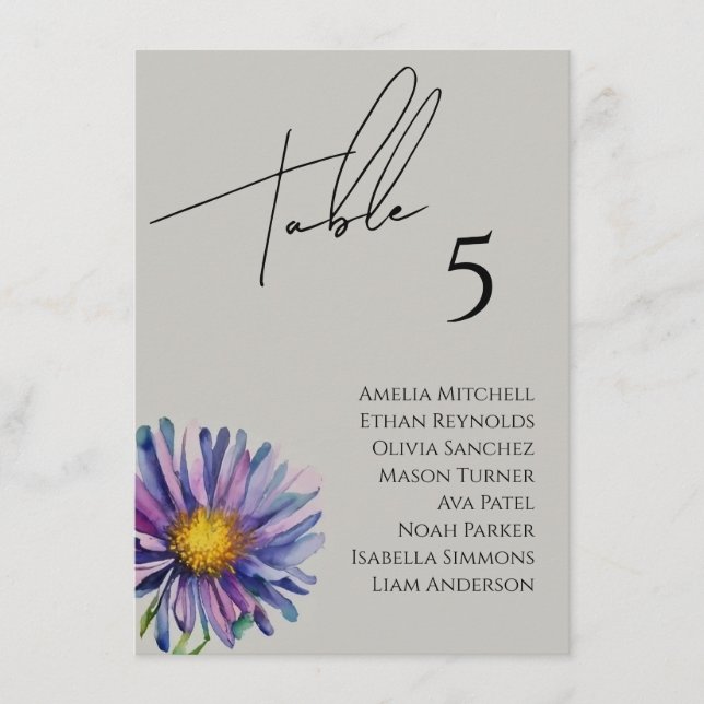 Wildblume Hochzeitkarte Menükarte (Vorderseite)