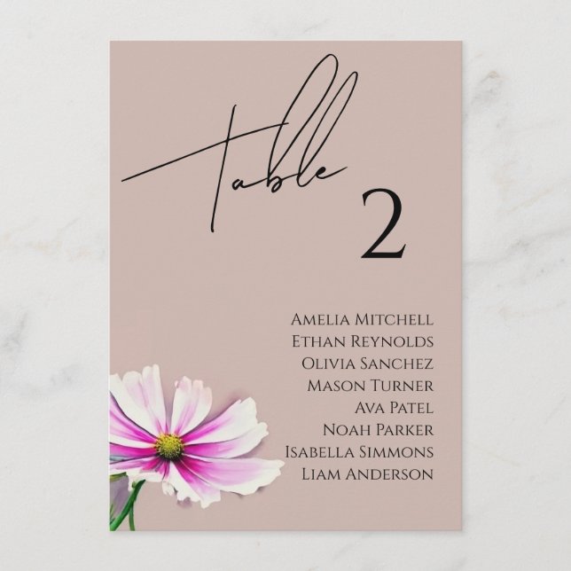 Wildblume Hochzeitkarte Menükarte (Vorderseite)