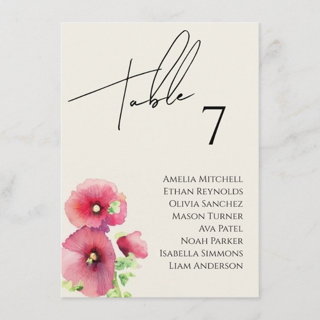 Wildblume Hochzeitkarte Menükarte (Vorderseite)