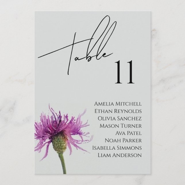 Wildblume Hochzeitkarte Menükarte (Vorderseite)