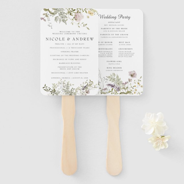 Wildblume | Hochzeitsprogramm Hand Fan Fächer (Vorne und Hinten)