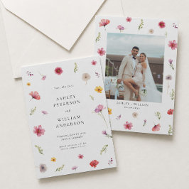 Wildblume Hochzeitssache Das Date-Foto speichern Einladung