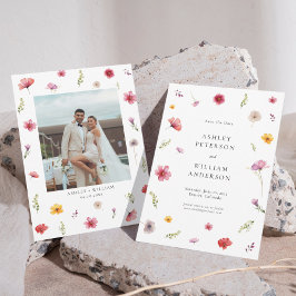 Wildblume Hochzeitssache Das Date-Foto speichern Einladung