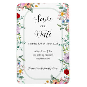 Wildblume Hochzeitssache Datum speichern Magnet