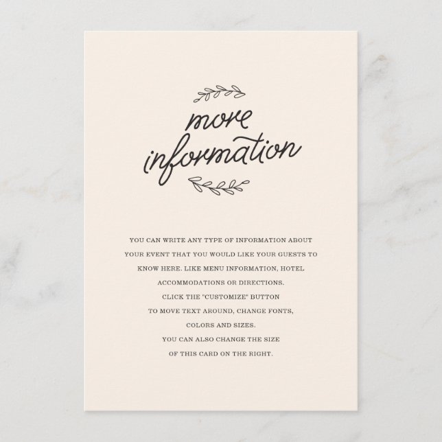 Wildblume-Hochzeitstich Begleitkarte (Vorderseite)