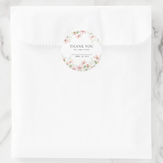 Wildblume Hochzeitsticker Runder Aufkleber (Tasche)