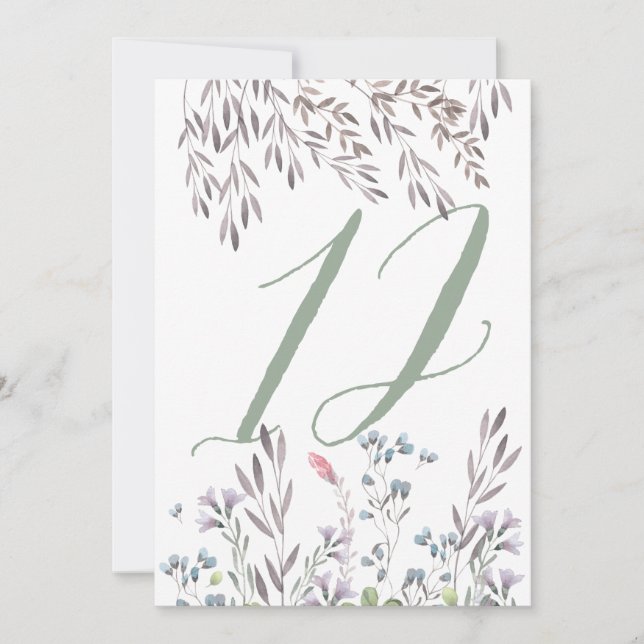 Wildblume Hochzeitstisch Nr. 12 beidseitig Einladung (Vorderseite)