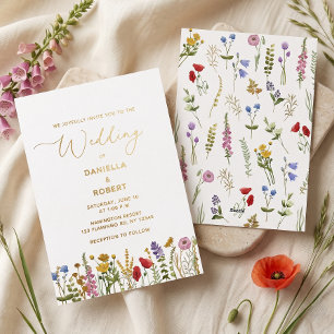 Wildblume Hochzeitswasser Folieneinladung