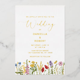 Wildblume Hochzeitswasser Folieneinladung