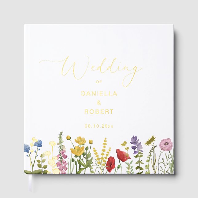 Wildblume Hochzeitswasser Gästebuch (Vorderseite)