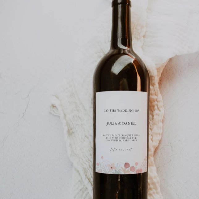 Wildblume Hochzeitsweinflaschenlabel Vorlage Weinetikett (Wildflower Wedding wine bottle label Template)