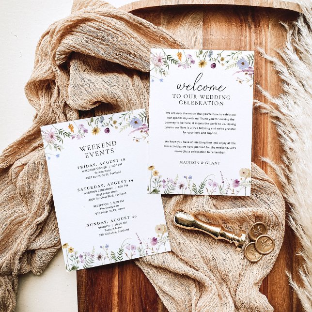 Wildblume Hochzeitwochenende - Flugkarte Menükarte (Von Creator hochgeladen)