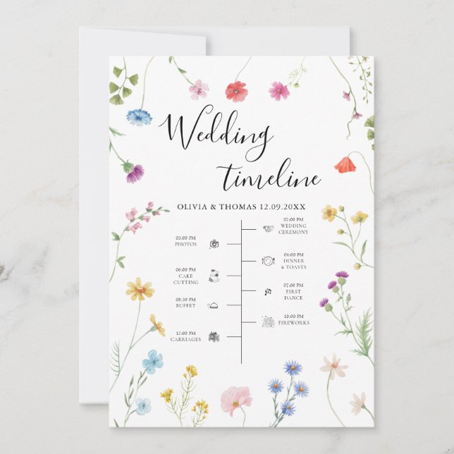 Wildblume Hochzeitwochenende Reisezeitkarte Feiertagskarte (Vorderseite)