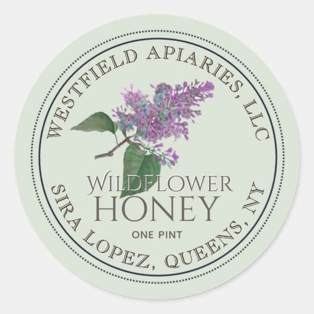 Wildblume Honey Jar Lila Lilac Blume Runder Aufkleber (Vorderseite)
