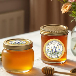 Wildblume Honigetikett mit Bienenstockbord Runder Aufkleber