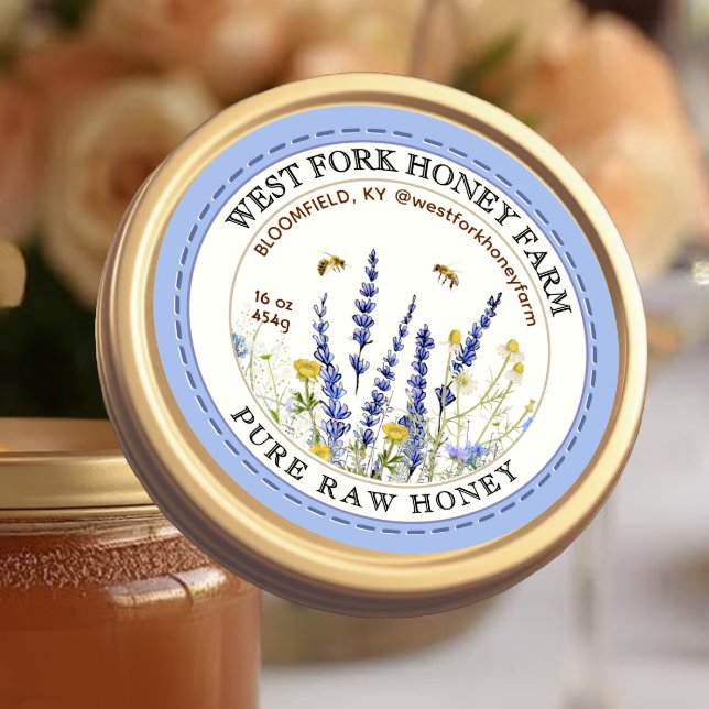 Wildblume Honigetikett mit Bienenstockbord Runder Aufkleber (Von Creator hochgeladen)