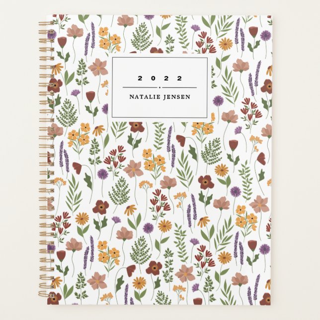 Wildblume Illustrierter Personalisierter Planer (Vorderseite)