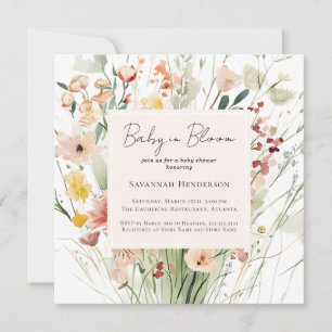 Wildblume im Aquarell Baby in Bloom Baby Dusche Einladung