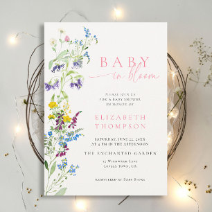 Wildblume im Bloom Garden Party Girl Babydusche Einladung