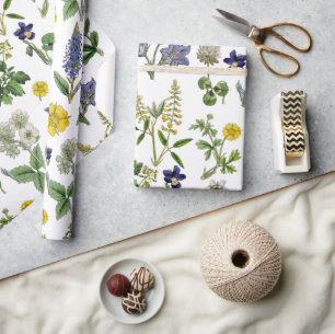 Wildblume im Frühjahr Gelb und Lila Geschenkpapier