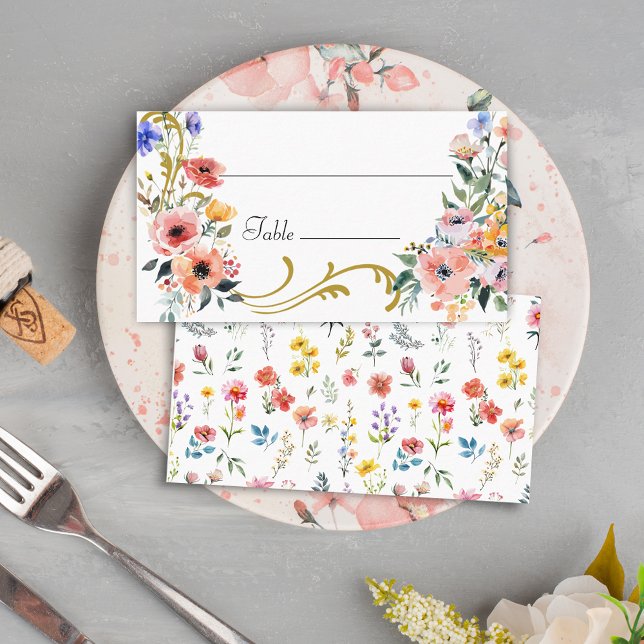 Wildblume im Wasser Frühjahr Sommerhochzeit Platzkarte (Von Creator hochgeladen)
