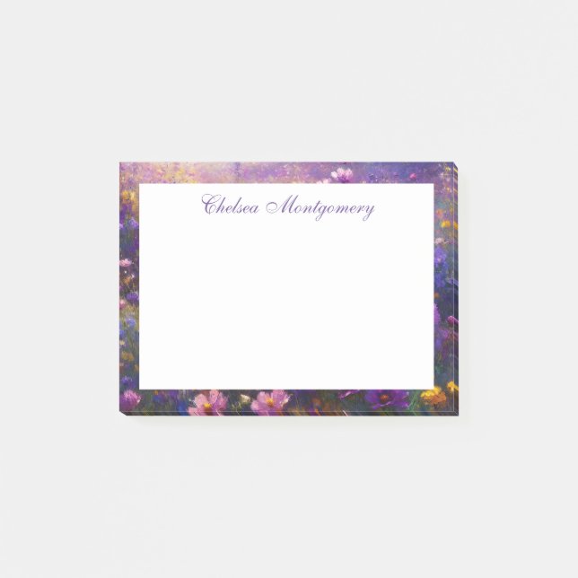 Wildblume Impressionist Malerei Personalisiert Post-it Klebezettel (Vorderseite)