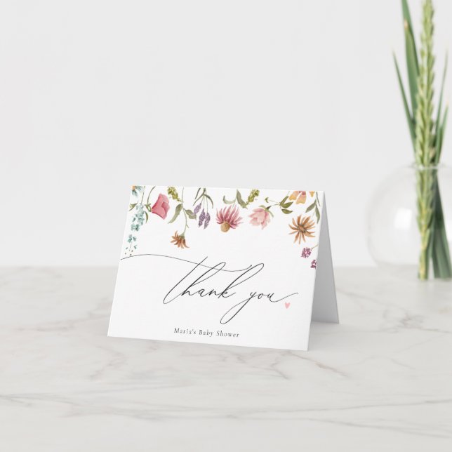 Wildblume in Bloom Baby Dusche Vielen Dank Dankeskarte (Vorderseite)