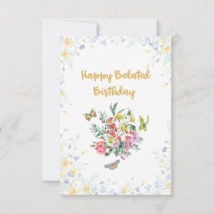 Wildblume in Bloom Happy Belated Birthday Card Karte