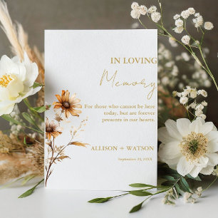 Wildblume in Loving Gedächtnis Zeichen Hochzeit fü Sockelschild