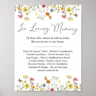 Wildblume In Loving Memory Gedenk-Hochzeits-Schild Poster