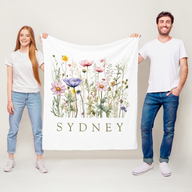 Wildblume Individuelle Name Fleecedecke (Beispiel)