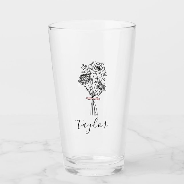 Wildblume Individuelle Name Glas (Vorderseite)
