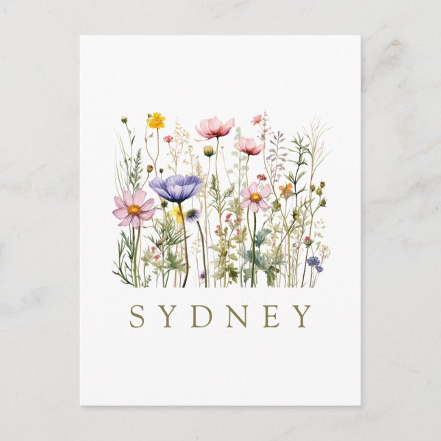 Wildblume Individuelle Name Postkarte (Vorderseite)