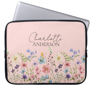 Wildblume Individuelle Name Rosa Laptopschutzhülle