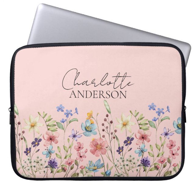 Wildblume Individuelle Name Rosa Laptopschutzhülle (Vorderseite)