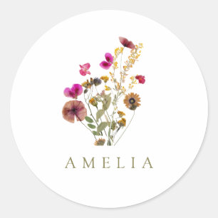 Wildblume Individuelle Name Runder Aufkleber