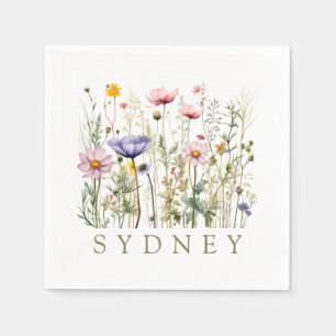 Wildblume Individuelle Name Serviette