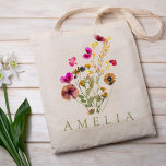 Wildblume Individuelle Name Tote Tasche<br><div class="desc">Personalisierte Taschen sind ideal für sich selbst oder als Geschenk! Diese sind auch das perfekte Geschenk oder Geschenk der Braut.</div>