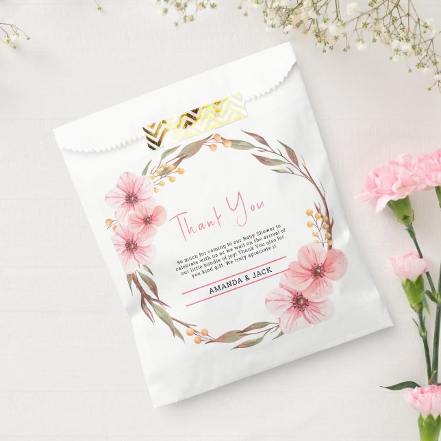 Wildblume ist unterwegs mit rosa Babydusche Geschenktütchen (Versiegelt)