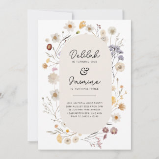 Wildblume Joint Birthday Foto Back Einladung