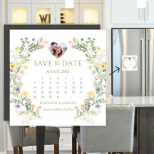 Wildblume Kalender Save the Date Foto Magnet