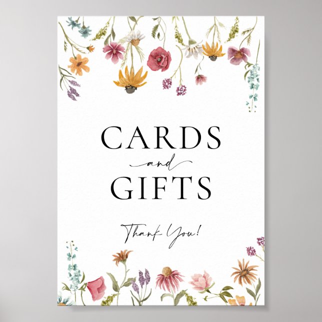 Wildblume Karten und Geschenke Hochzeitsskripte Poster (Vorne)