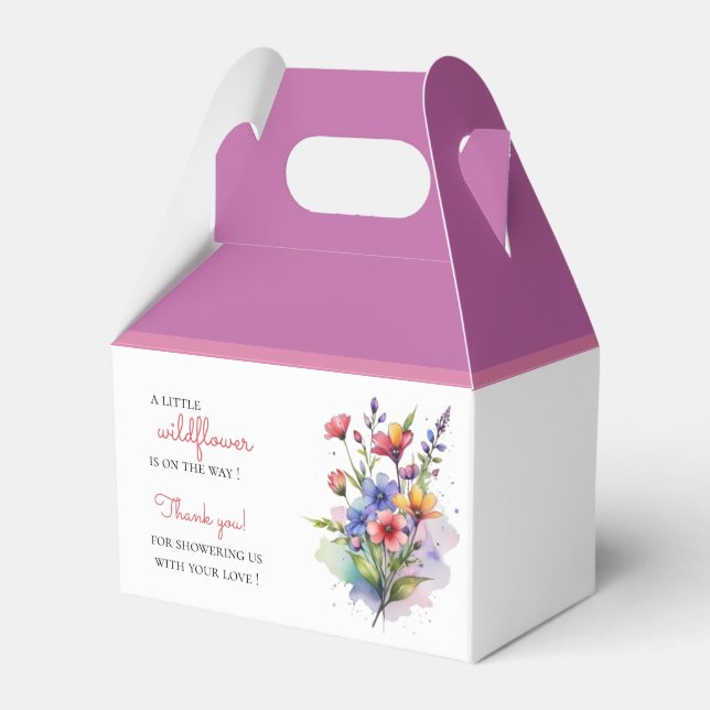 Wildblume Kind in blühenden Aquarellblumen Geschenkschachtel (Vorderseite)