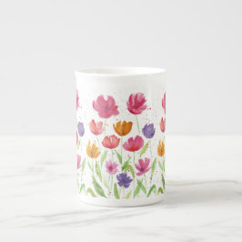 Wildblume Knochen China Tasse