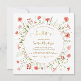 Wildblume Korallen Taufen Ankündigung Gold Schrift