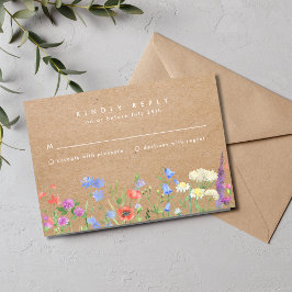 Wildblume Kraft Paper Rustic Wedding RSVP Karte