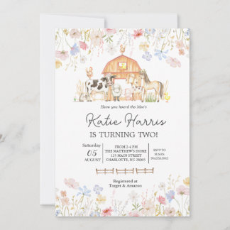 Wildblume Kuh zum Geburtstag Einladung